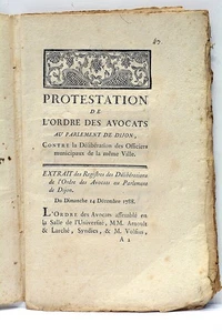 ALTES BUCH PROTEST DER ANWALTSKAMMER PARLAMENT VON DIJON 1788 - Bild 1 von 6
