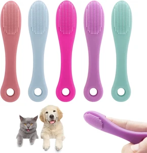 5 Spazzolini in Silicone per Animali Domestici, Spazzolino Colorato per Dita, St - Imagen 1 de 6
