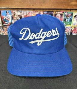 VTG 70s 80s New Era Los Angeles Dodgers Trucker Hat SnapBack Mesh DuPont Visor - Picture 1 of 7