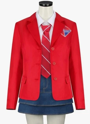 Adult Cosplay School Uniform Set Red Jacket Shirt Skirt Tie Unisex Large Costume - Image 1 of 4