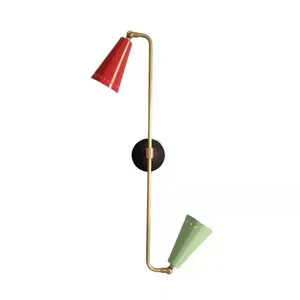 APPLIQUE DA PARETE METÀ SECOLO MODERNA VINTAGE SPUTNIK OTTONE LAMPADA DA PARETE FATTA A MANO - Foto 1 di 5