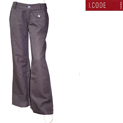 Pantalon large marron I.CODE by IKKS femme lin coton - Photo 1/4