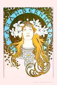Poster da disegno attrice Sarah Bernhardt Alphonse Mucha Art Nouveau stampa artistica - Foto 1 di 1