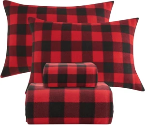 Plush Micro Fleece Twin Bed Sheet Set, 3 Piece Polar Fleece Velvet Sheets with 1 - Picture 1 of 7