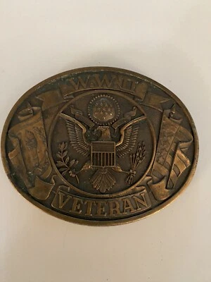 Vintage Brass World War 2 Veteran Belt Buckle Oval Shap United States Of America - Image 1 of 4