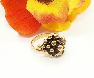 Vintage Sarah Coventry Cluster Gold Tone Grapes and Leaves Ring Adjustable - Picture 1 of 7