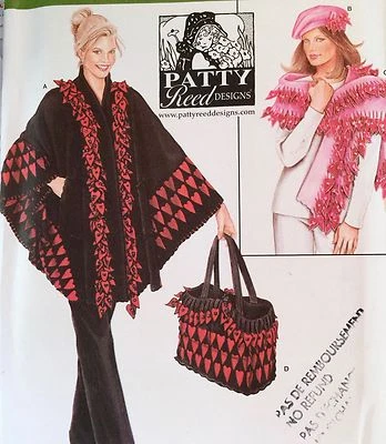 NEW VINTAGE 2006 SIMPLICITY PONCHO SHAWL & TOTE & HAT SEWING PATTERN 4343 - Image 1 of 2