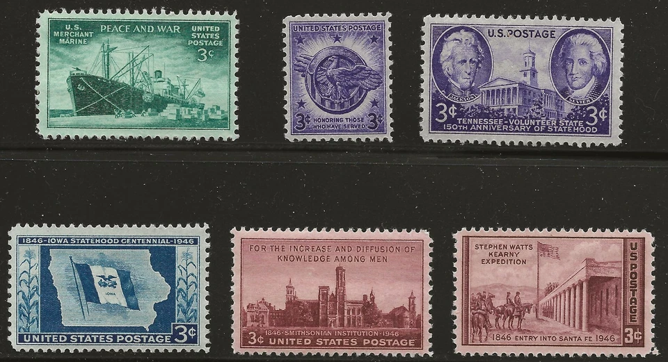 US Scott #939-44, Singles 1946 Complete Year FVF MNH - Image 1 of 1