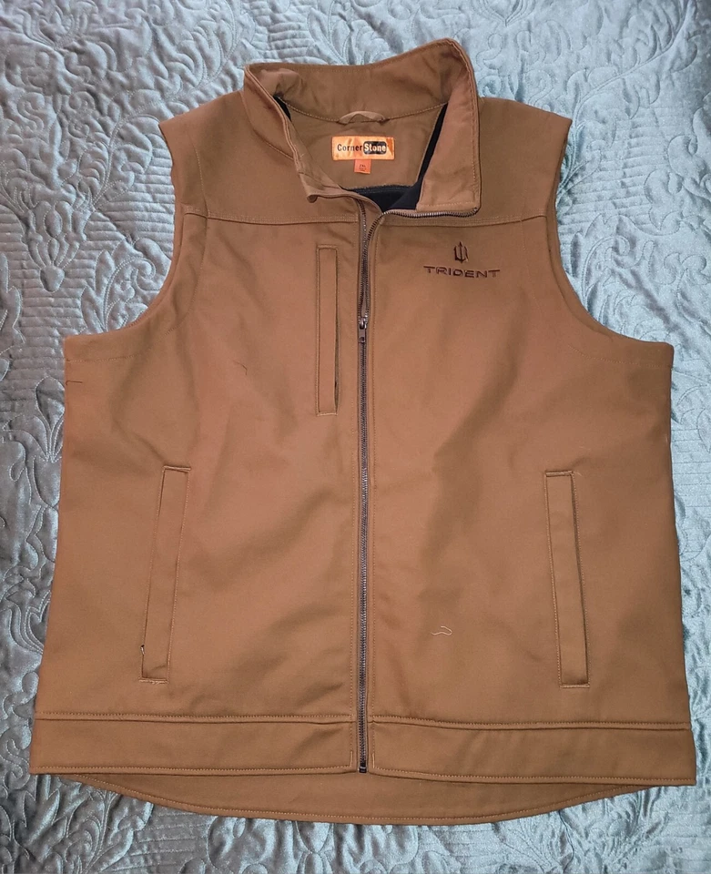 TRIDENT  Lined Vest Mens 2XL Work Duct Canvas  Brown Full Zip W/Pockets NWOT Foto 1 de 4