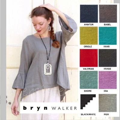 BRYN WALKER Light Linen  FRAN SHIRT  A-Line Top Bell Sleeves  1X 2X 3X  COLORS - Image 1 of 4