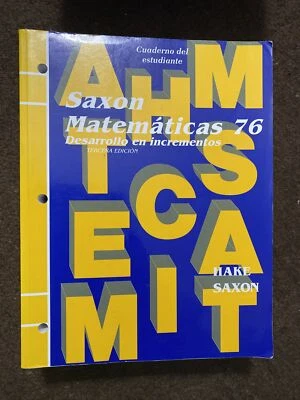 Saxon 76 (3rd Ed) SPANISH Student WORKBOOK MASTERS, saxon Matemáticas 76 - Image 1 of 2