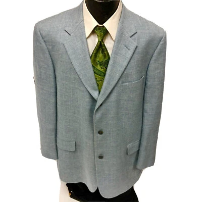 Brooks Brothers Sky Blue FLECKED Sport Coat 3 Btn Jacket Silk Linen Wool Blazer - Image 1 of 4