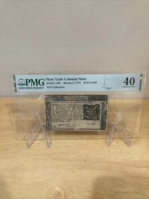 March 5 $1/6 (1s4d) New York Colonial Note 1776 NY-186 PMG 40 - Image 1 of 2