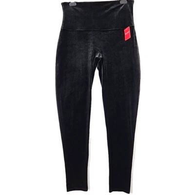 Leggings femininas Spanx de veludo 1X preta elástica cintura alta veludo elegante nova com etiquetas - Imagem 1 de 4