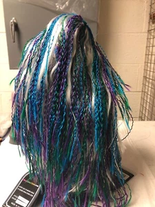Braided Costume Blue Purple Green Wig Halloween Party New - Picture 1 of 2