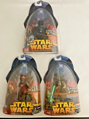 Star Wars Revenge of the Sith Figure Lot - Darth Vader, Yoda, Plo Koon NIB - Image 1 of 4
