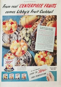 Centro de mesa Libbys Fruit Cocktail 1948 anuncio vintage año 80 - Imagen 1 de 1