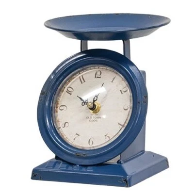NUEVO RELOJ ESCALA COCINA GRANJA AZUL Country Chippy Metal Cottage 6.75" T Foto 1 de 2