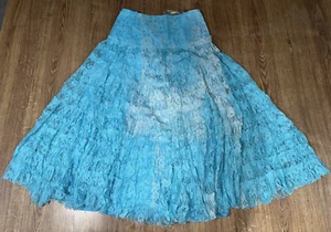 Ario Turquoise Lacy Skirt Women's S M l XL Handmade - Picture 1 of 7