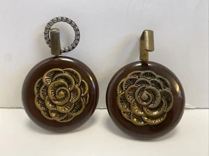 Vintage Carved Bakelite Flower Clasp Petals w/Raised Center Bling - 2 Buttons - Picture 1 of 6