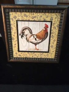 Rooster Picture Wall Hanging Under Glass With Wood Frame The Art Gallery In SC🐔 - Picture 1 of 12