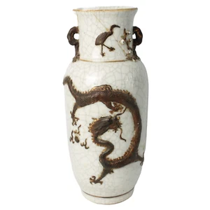 Raro antico vaso cinese Nanchino crackleware con drago color bronzo - Foto 1 di 10