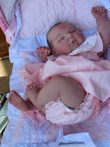 50cm Pfirsiche Ganzkörper Silikon Vinyl Kuschelig Bebe Reborn Mädchen bemalt Haare weich - Bild 1 von 7