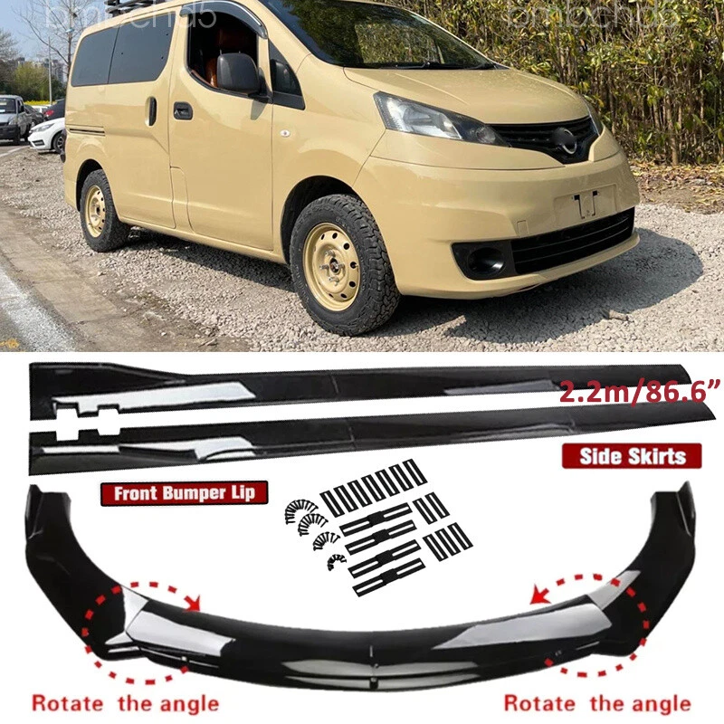 For Nissan NV200 NV1500 Front Bumper Lip Splitter Body Kit + Side Skirts Gloss - Image 1 of 4