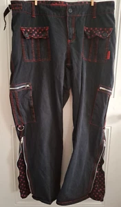 Women's TRIPP NYC Black w/ Red Stars Wide Leg Baggy Pants Size 22 Goth Punk Emo - Picture 1 of 24