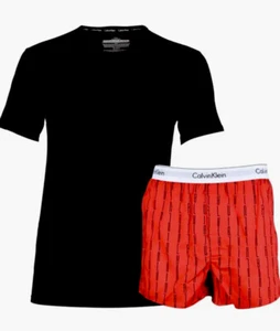 Calvin Klein T-Shirt & Boxer schwarz/rot Schlaf Lounge Bekleidungsset Herren Gr. XL NEU. - Bild 1 von 10