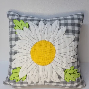 THE PRAIRIE by Rachel Ashwell Embroidered Sunflower Plaid Decorative Pillow Fall - Picture 1 of 5