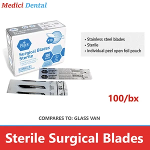 Surgical Blades, Stainless Sterile Blade #10 #11 #12 #15 #20 #21 #22, 100/Bx, US - Picture 1 of 6
