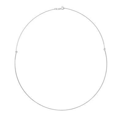 COLLAR GARGANTILLA RÍGIDO ORO BLANCO 18K CADENA TUBO DELGADO 1mm 43cm 17" HECHO EN ITALIA Foto 1 de 4