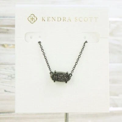 Nuevo con etiquetas Collar Colgante Kendra Scott Ever Negro Drusy Tono Gunmetal Foto 1 de 4