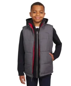 Weatherproof Vintage Youth Puffer Vest & Zip Fleece Hoodie Set Gray Black Sz M L - Picture 1 of 20