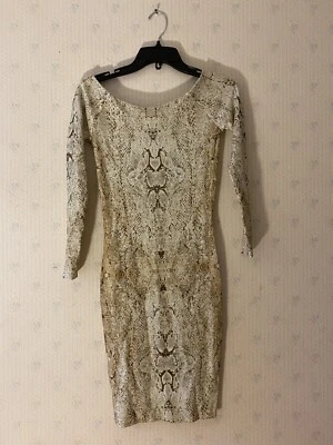 Torn By Ronny Kobo Maxi Dress Small Long Sleeve Snakeskin Strecy Pencil - Image 1 of 4