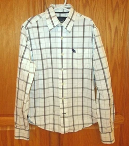 Jungen ABERCROMBIE ~ weiß kariertes ICON KLEID HEMD ~ Größe MEDIUM 12 ~ NEU ~ Taschenlogo - Bild 1 von 4