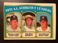 1972 TOPPS BASEBALL CARD #96 AL STRIKEOUT LEADERS - LOLICH / BLUE / COLEMAN