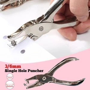 3/6mm Single Hole Puncher Paper Metal Hand Held School Office Scrapbooking Tool - Picture 1 of 17
