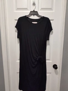 Loft Black Side Tie Lined Knit Dress Size XLARGE - Picture 1 of 7