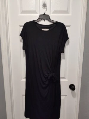 Vestido de punto forrado con corbata lateral negro Loft talla XLARGE Foto 1 de 4