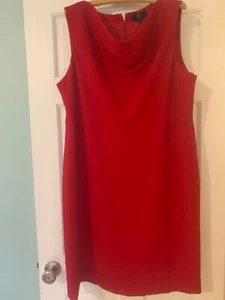 J crew Cowl Neck Sheath in Red 365 Wool Crepe Sleeveless Dress Size 20 - Picture 1 of 8