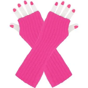 Hot Pink Knitted Arm Warmers Retro 80s 80’s Eighties Party Costume Accessory - Picture 1 of 1
