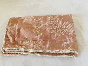 Luxury Rose Gold Pillow Sham Ferns Leaves 100 % Cotton Single KING Sham w Fringe - Picture 1 of 12