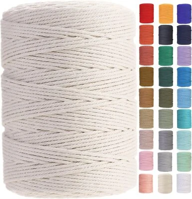 3mm 200M Natural Cotton Twisted Cord Craft Macrame Artisan Rope Weaving Wire DIY
