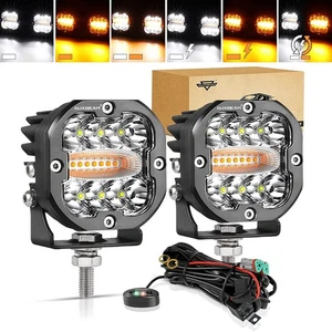 AUXBEAM 3" Cube Pods Amber LED Light Bar Spot Flood Off Road Driving Lamp Fog - Foto 1 di 12