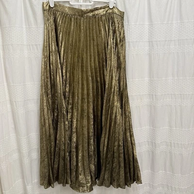 NUEVO CON ETIQUETAS $150 Banana Republic Metálico Dorado Línea A Falda Plisada Para Mujer’s 4 Vacaciones  Foto 1 de 4