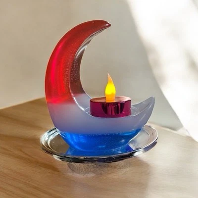 Homemade Crescent Moon Epoxy Resin candle tea light holder - Image 1 of 2