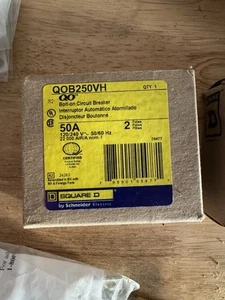 Square D QO250VH Miniature Circuit Breaker - 50 A, 2 Pole, 120/240 VAC - Picture 1 of 2