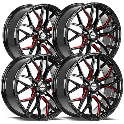(Set of 4) Shift H33 Spring 18x8 5x120 +35mm Black/Red Wheels Rims 18" Inch - Image 1 of 4